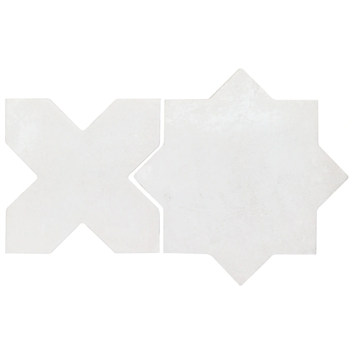 Malta White Matte Star and White Matte Cross 6" Terracotta Look