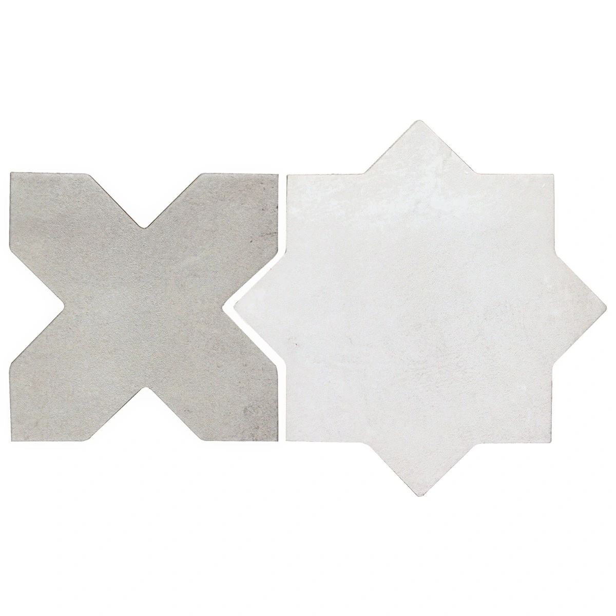 Malta White Matte Star and Dove Gray Matte Cross 6" Terracotta