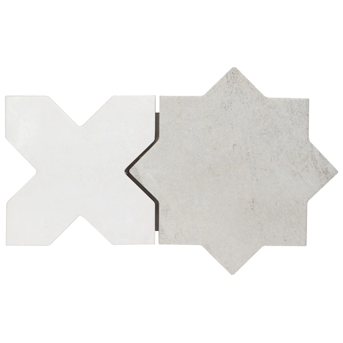 Malta Dove Gray Matte Star and White Matte Cross 6" Terracotta