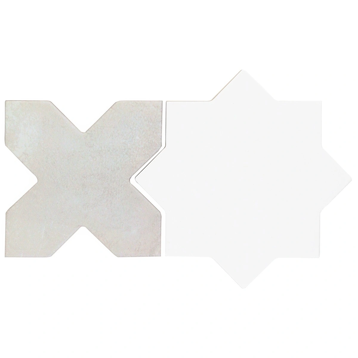 Malta White Polished Star and White Matte Cross 6" Terracotta