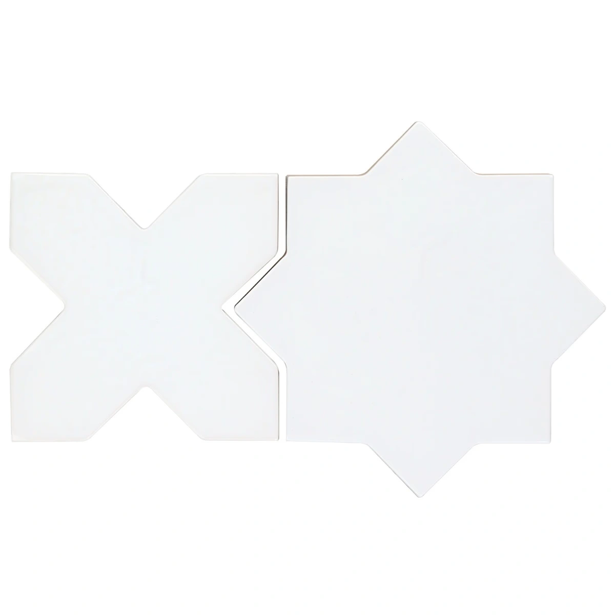 Malta White Polished Star and White Polished Cross 6" Terracotta