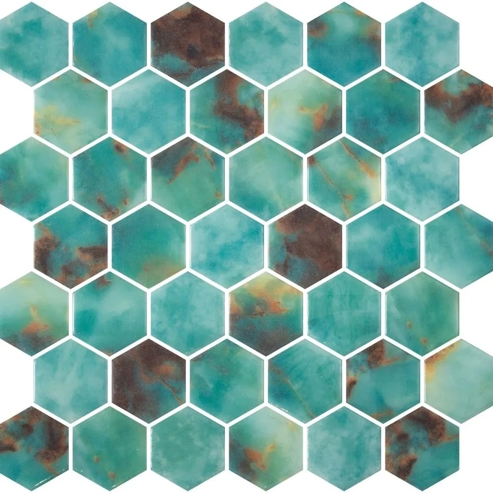 Turquoise Hex 2″ Glossy