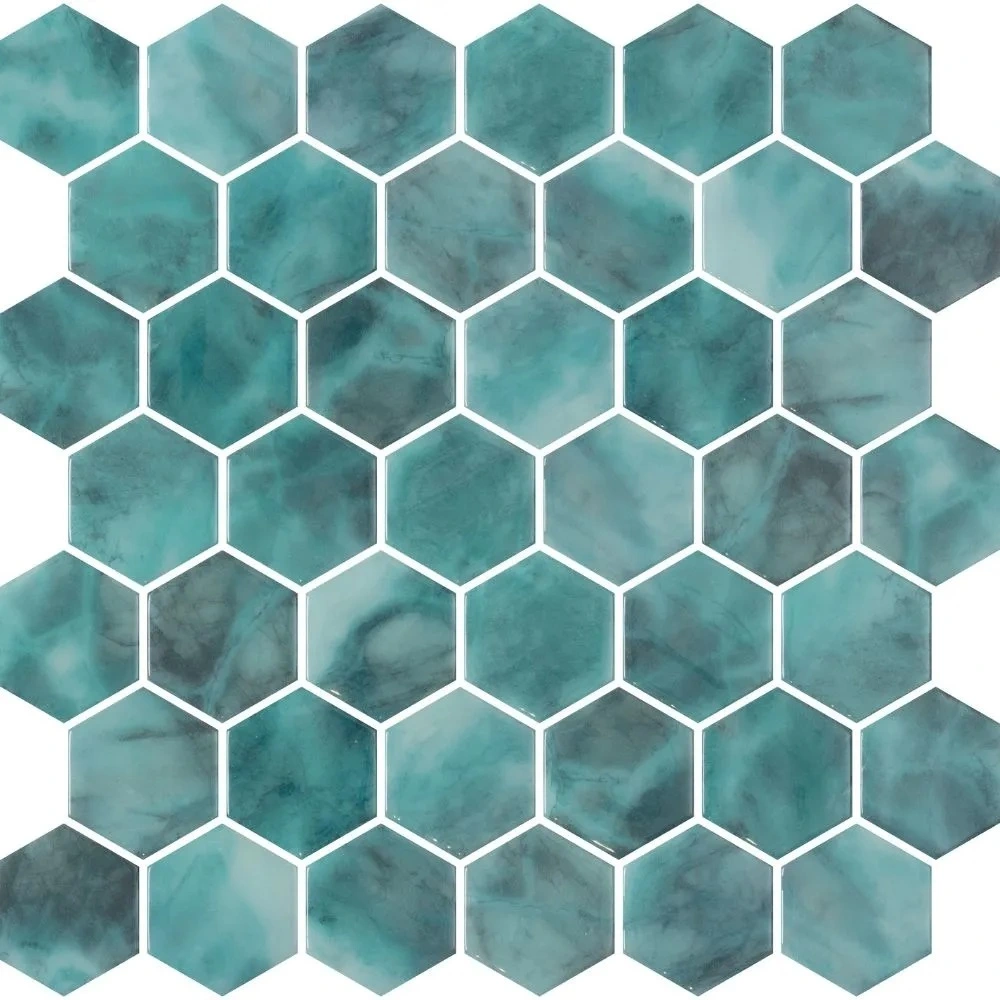 Aqua Hex 2″ Glossy