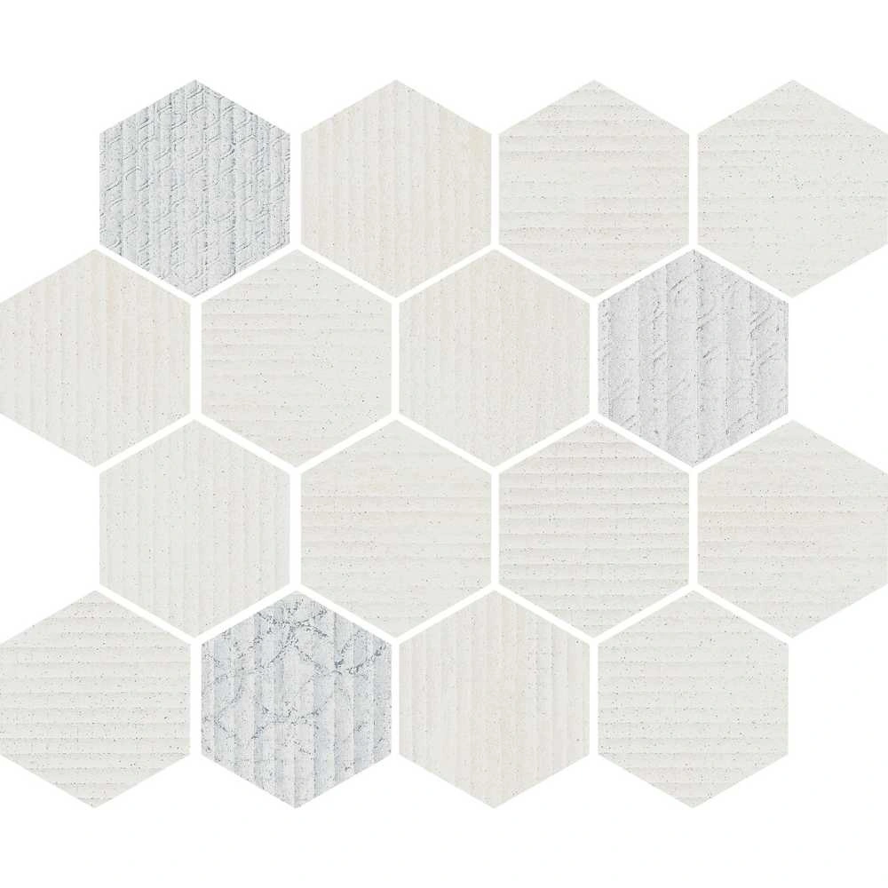 White Hexagon Mosaic Matte