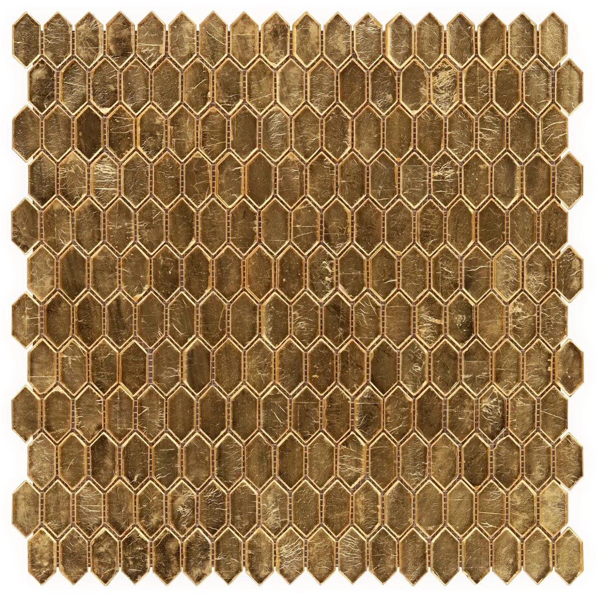 Moonlit Gold 1/4" x 1" Polished Glass Mosaic Tile