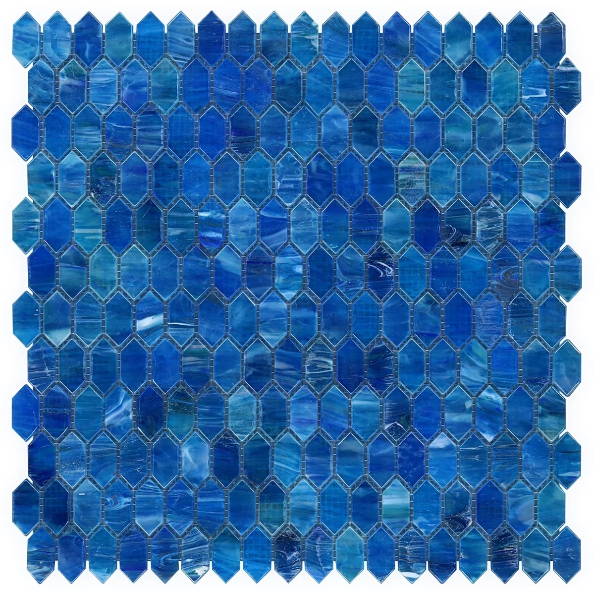 Moonlit Iridescent Marine Blue 1/4" x 1" Polished Glass Mosaic