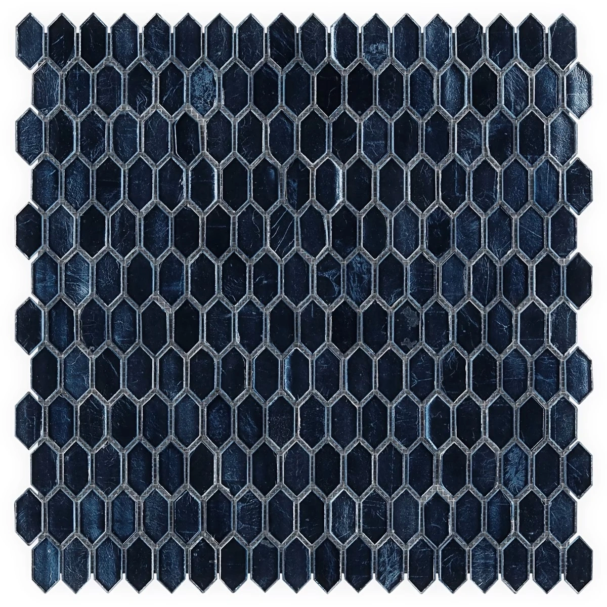 Moonlit Metallic Midnight Blue 1/4" x 1" Polished Glass Mosaic T