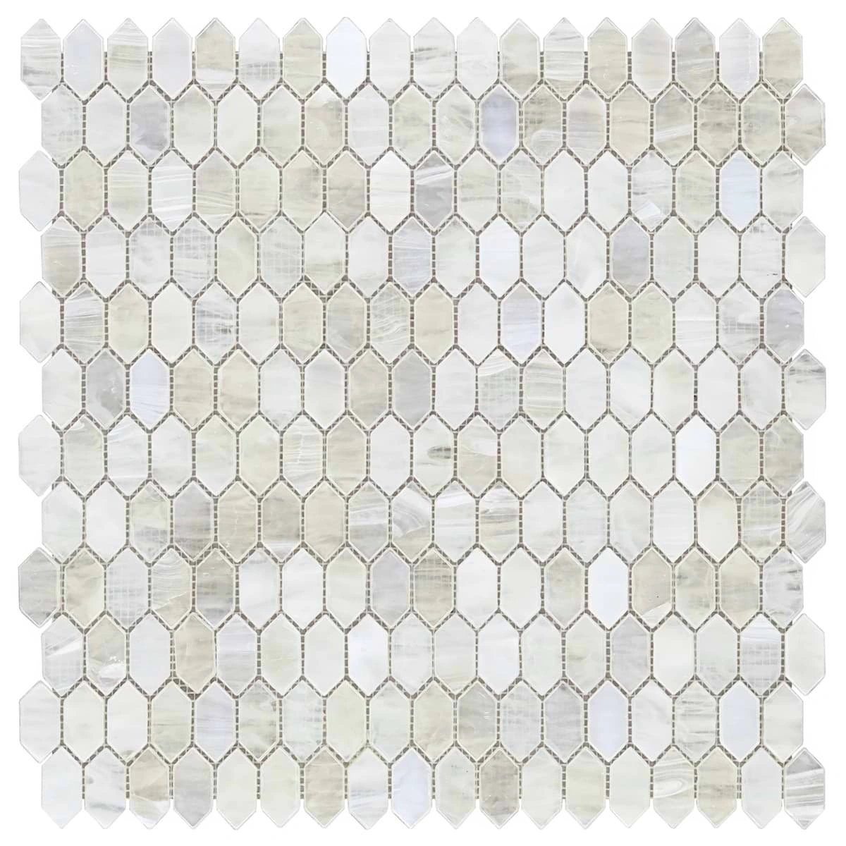 Moonlit Iridescent Mist White 1/4" x 1" Polished Glass Mosaic