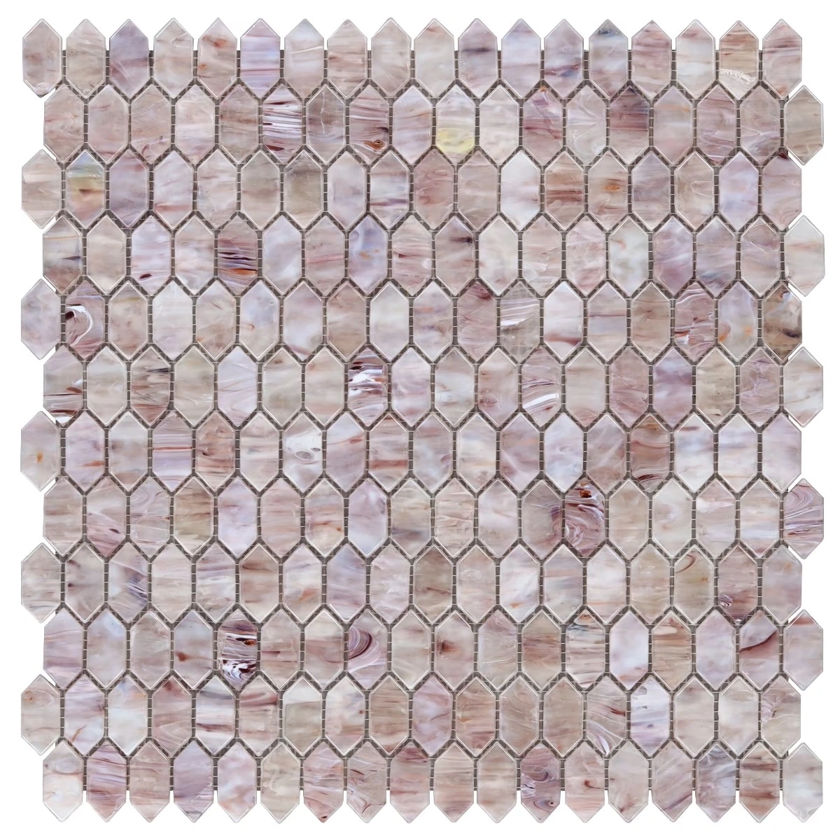 Moonlit Iridescent Lilac Pink 1/4" x 1" Polished Glass Mosaic