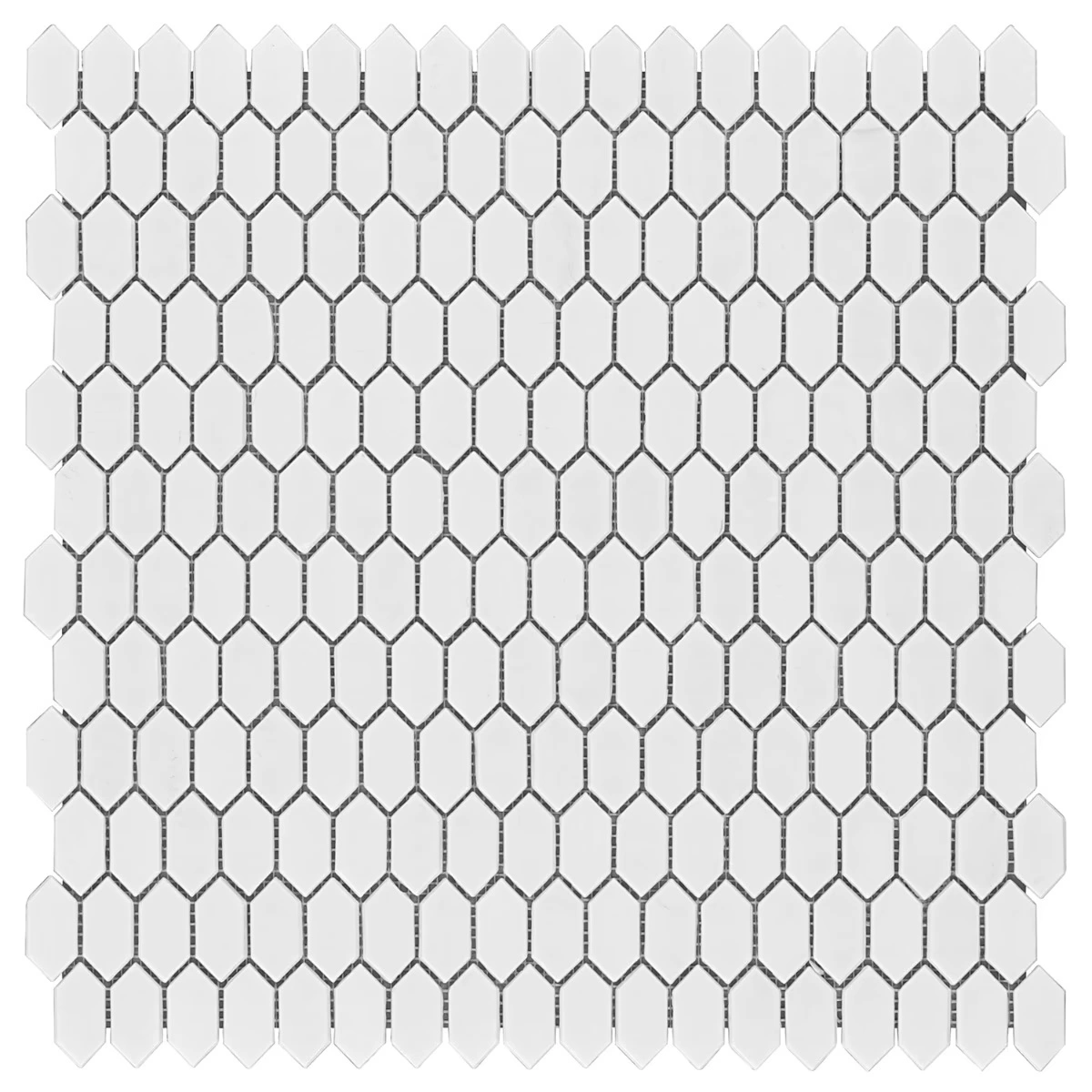 Moonlit Rain White 1/4" x 1" Polished Glass Mosaic Tile