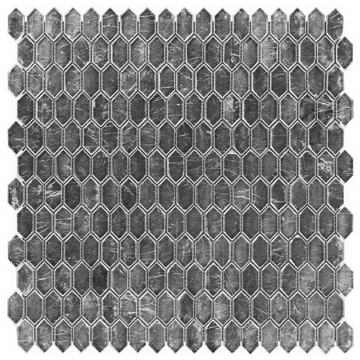 Moonlit Silver 1/4" x 1" Polished Glass Mosaic Tile
