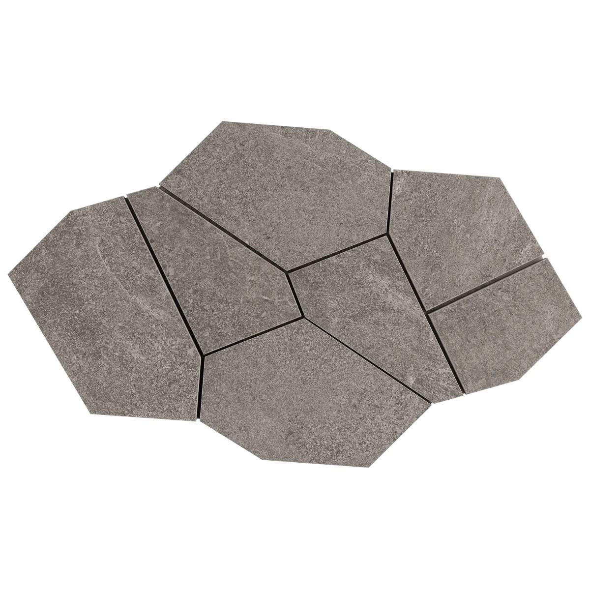 Motley Slate Gray Organic Pattern Limestone Look Matte Porcelain