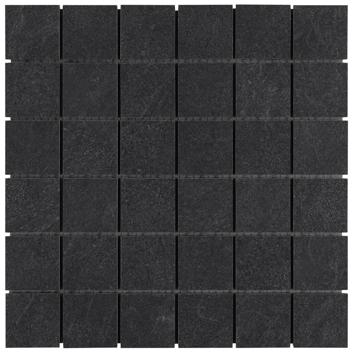 Motley Charcoal Black 2x2 Limestone Look Matte Porcelain Mosaic
