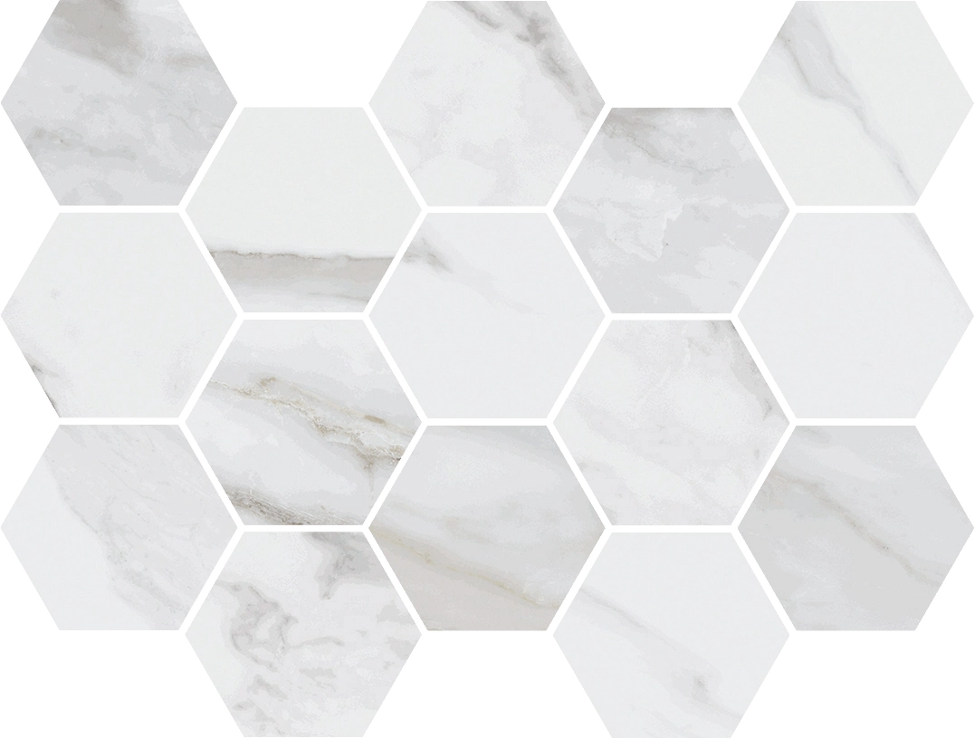 Noble Calacatta Gold Hexagon Matte Mosaic