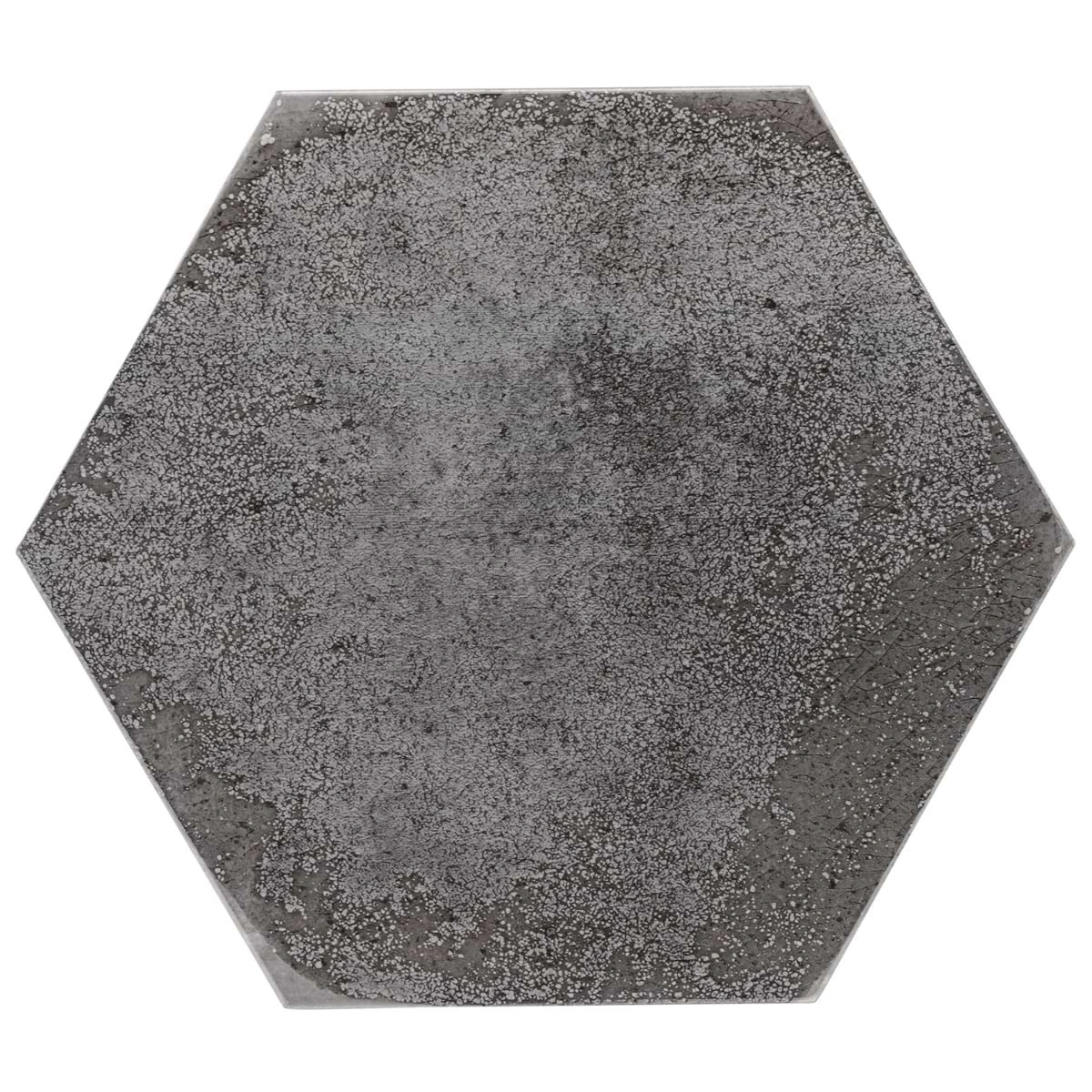 Oken Antracite Gray 9" Hexagon Polished Porcelain Tile