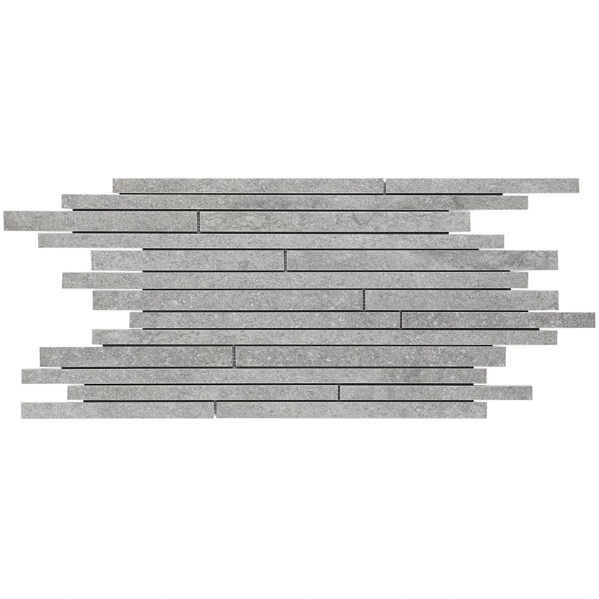 Olympic Gray Thin Strip Mosaic Matte Porcelain