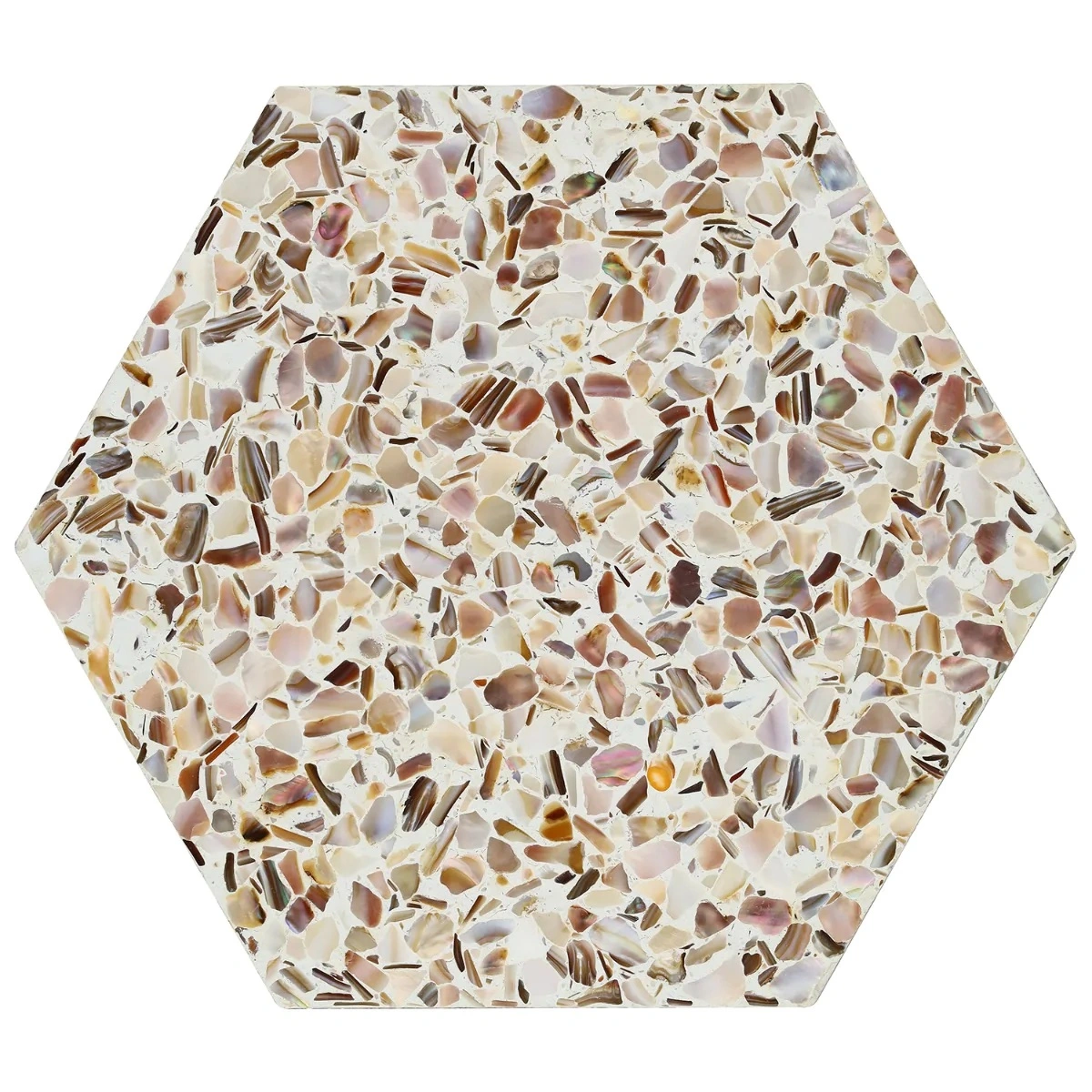 Pearl Terrazzo Polished Cream 8" Hex Polished Terrazzo