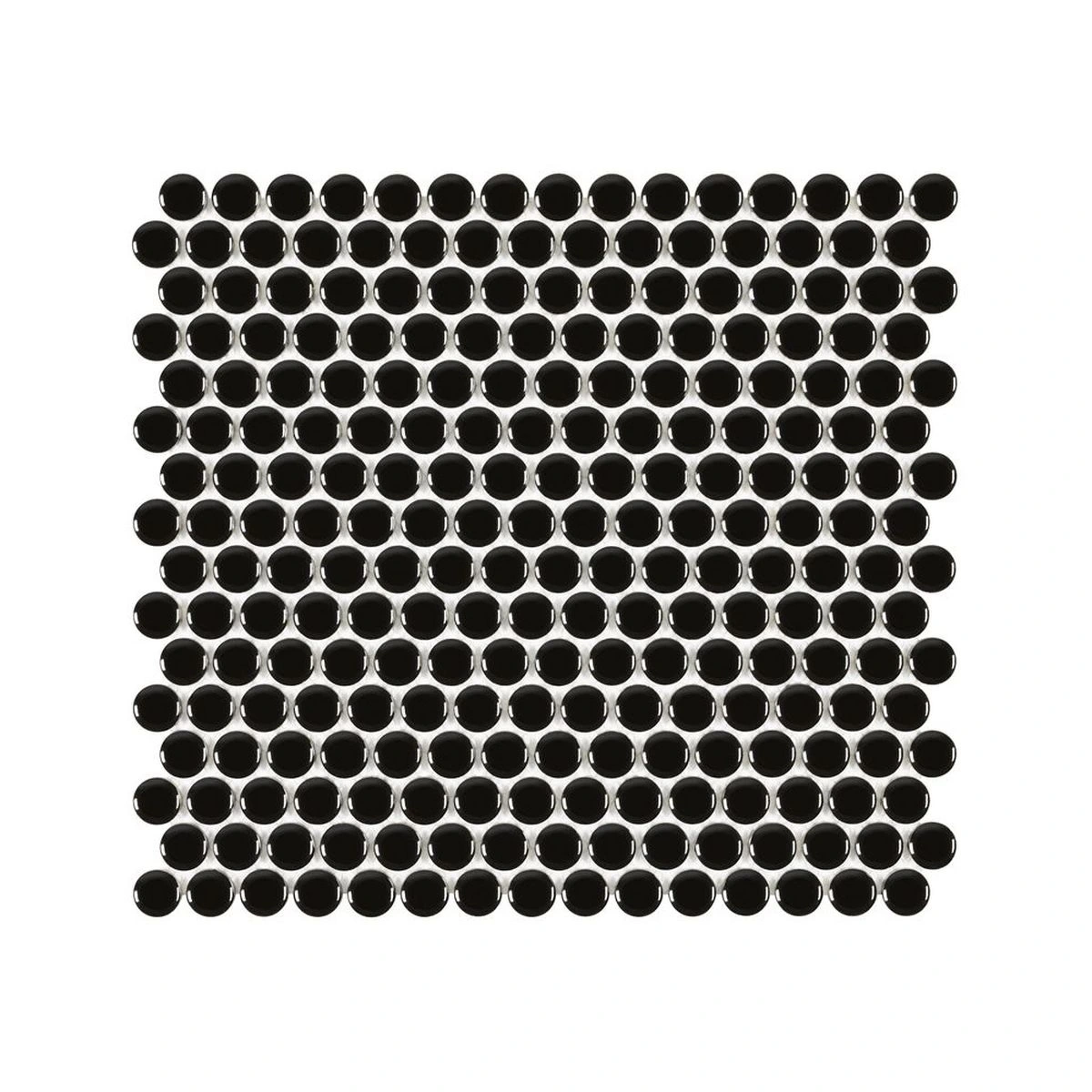 Black Glossy 3/4 Inch Penny Round Porc Mos