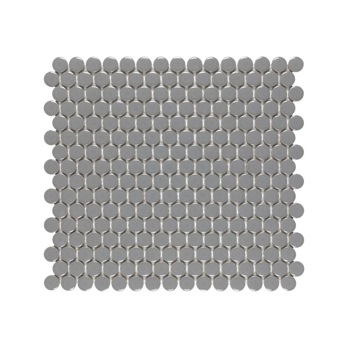 Grey Glossy 3/4 Inch Penny Round Porc Mos