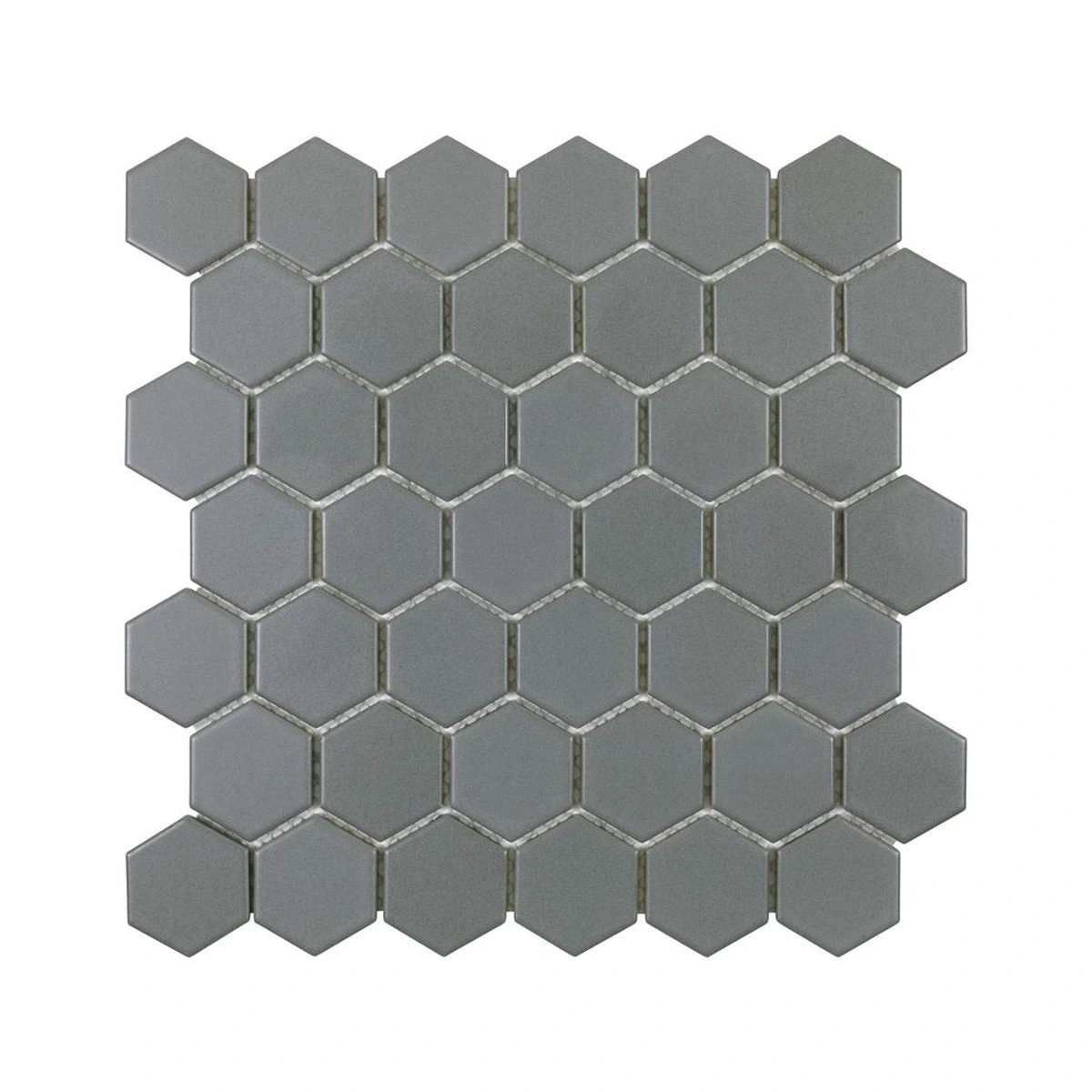 Grey Matte 2 Inch Hex Porc Mos