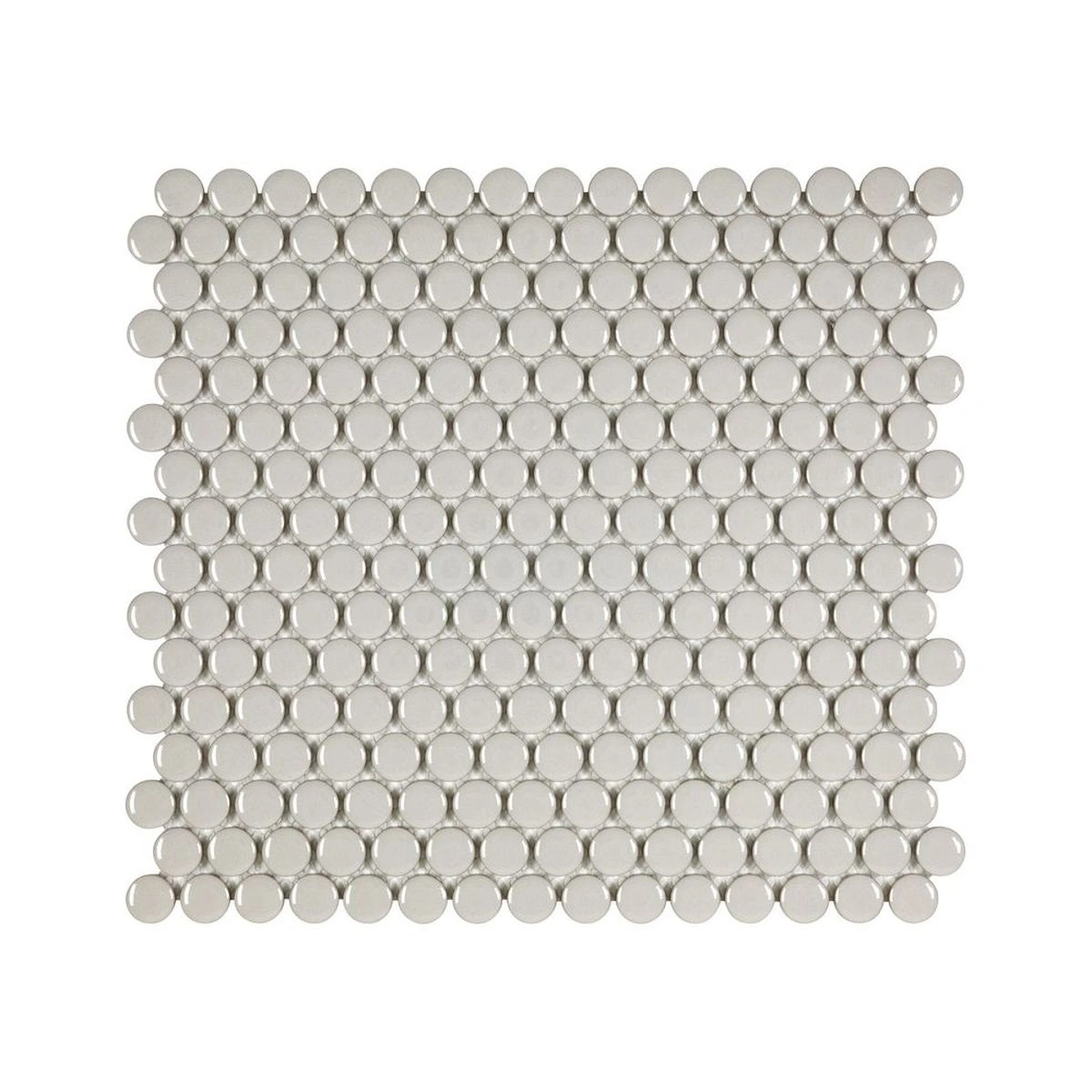 Taupe Glossy 3/4 Inch Penny Round Porc Mos