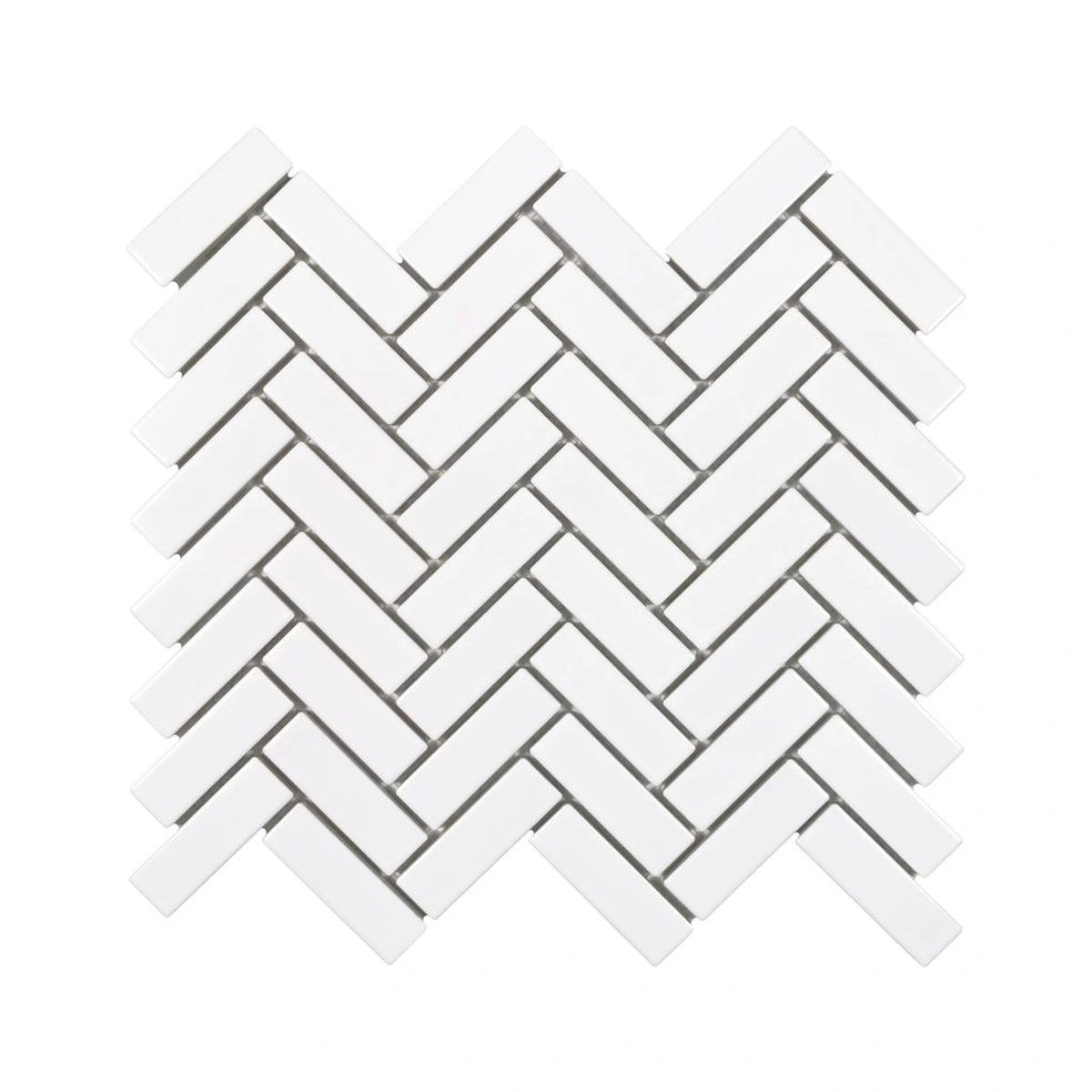 White Glossy 1x3 Herringbone Porc Mos