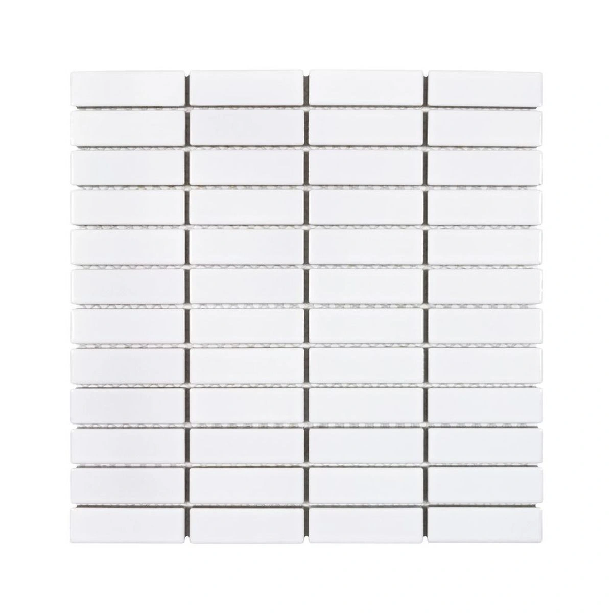 White Glossy 1x3 Straight Stack Porc Mos