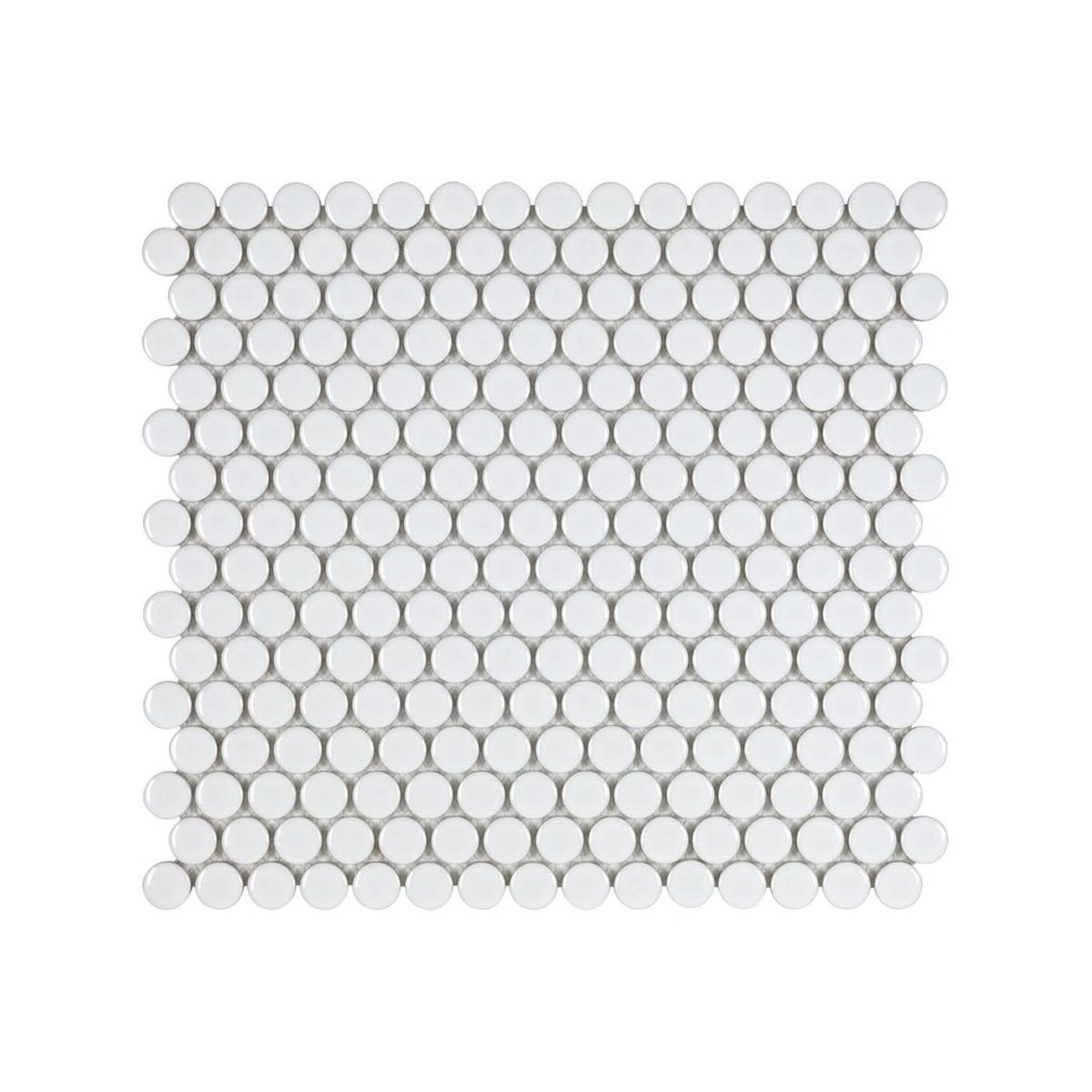 White Glossy 3/4 Inch Penny Round Porc Mos