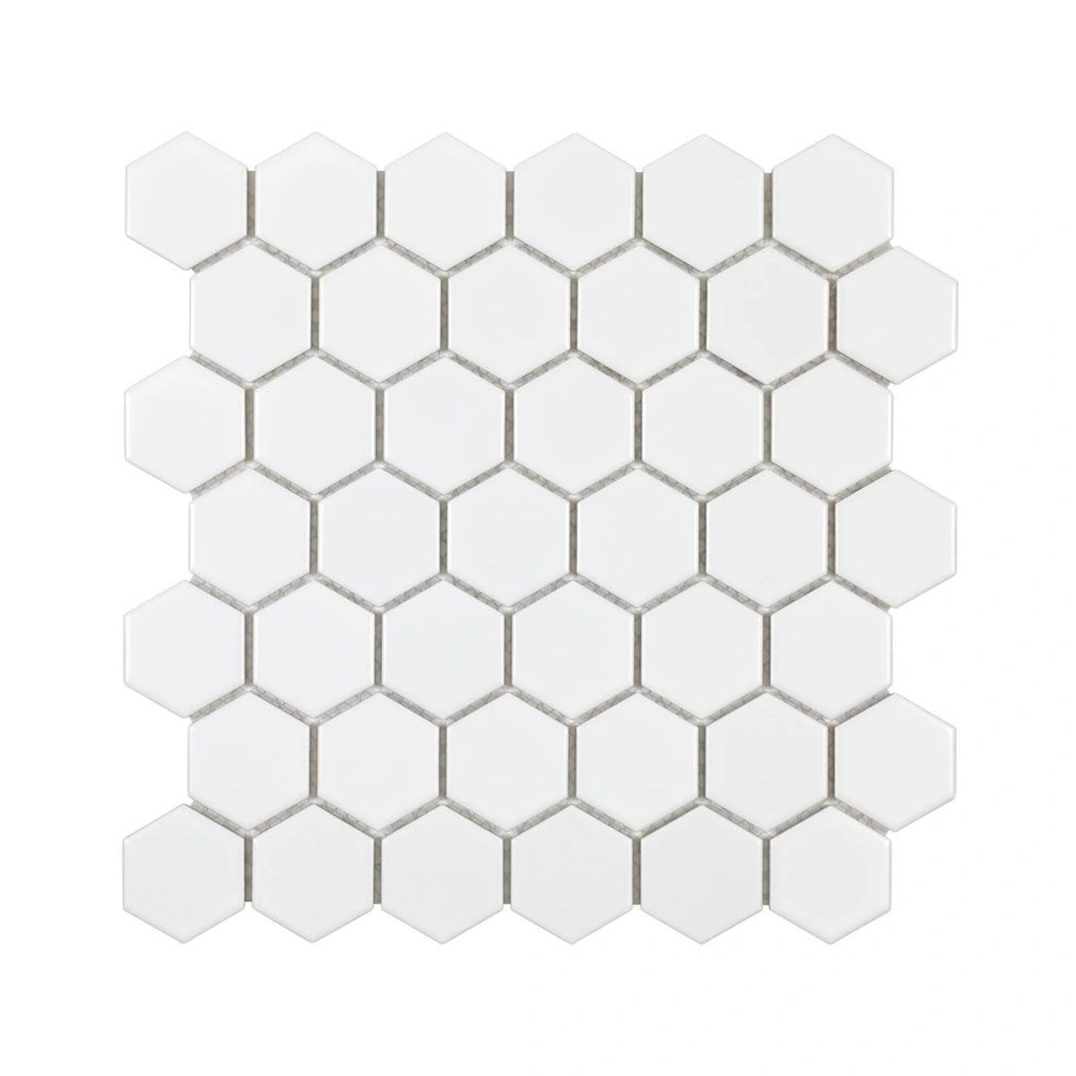 White Matte 2 Inch Hex Porc Mos