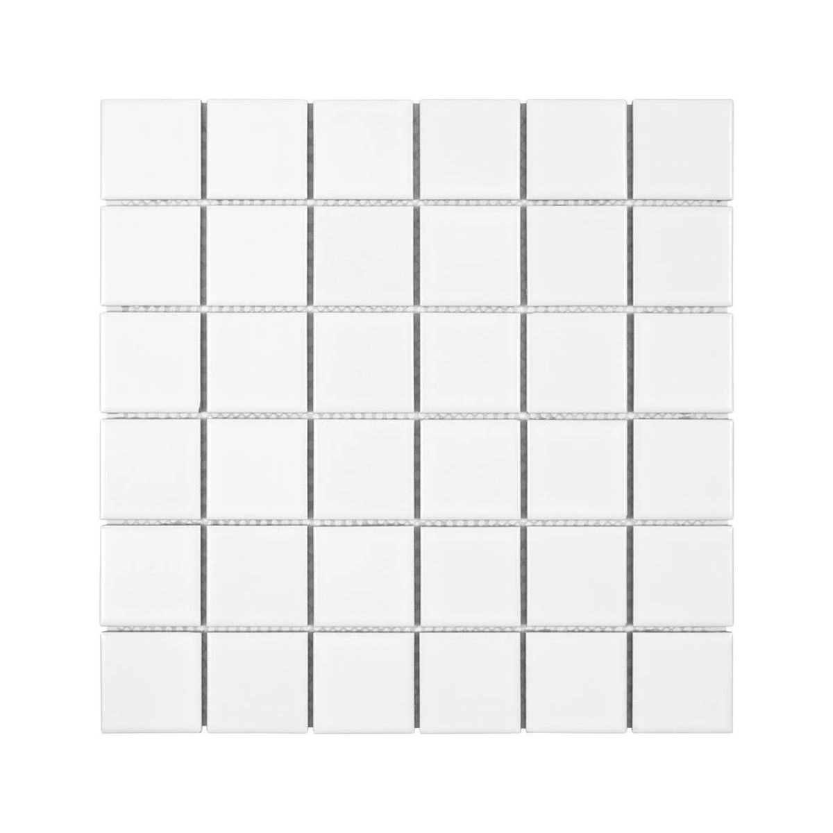 White Matte 2x2 Square Porc Mos
