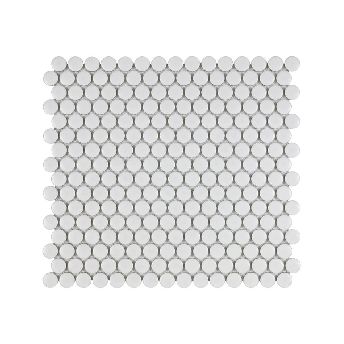 White Matte 3/4 Inch Penny Round Porc Mos