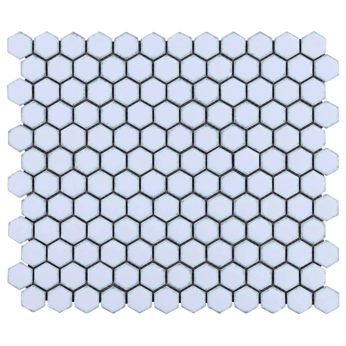 Simple 2.0 Rimmed Azure 1" Hexagon Polished Porcelain Mosaic