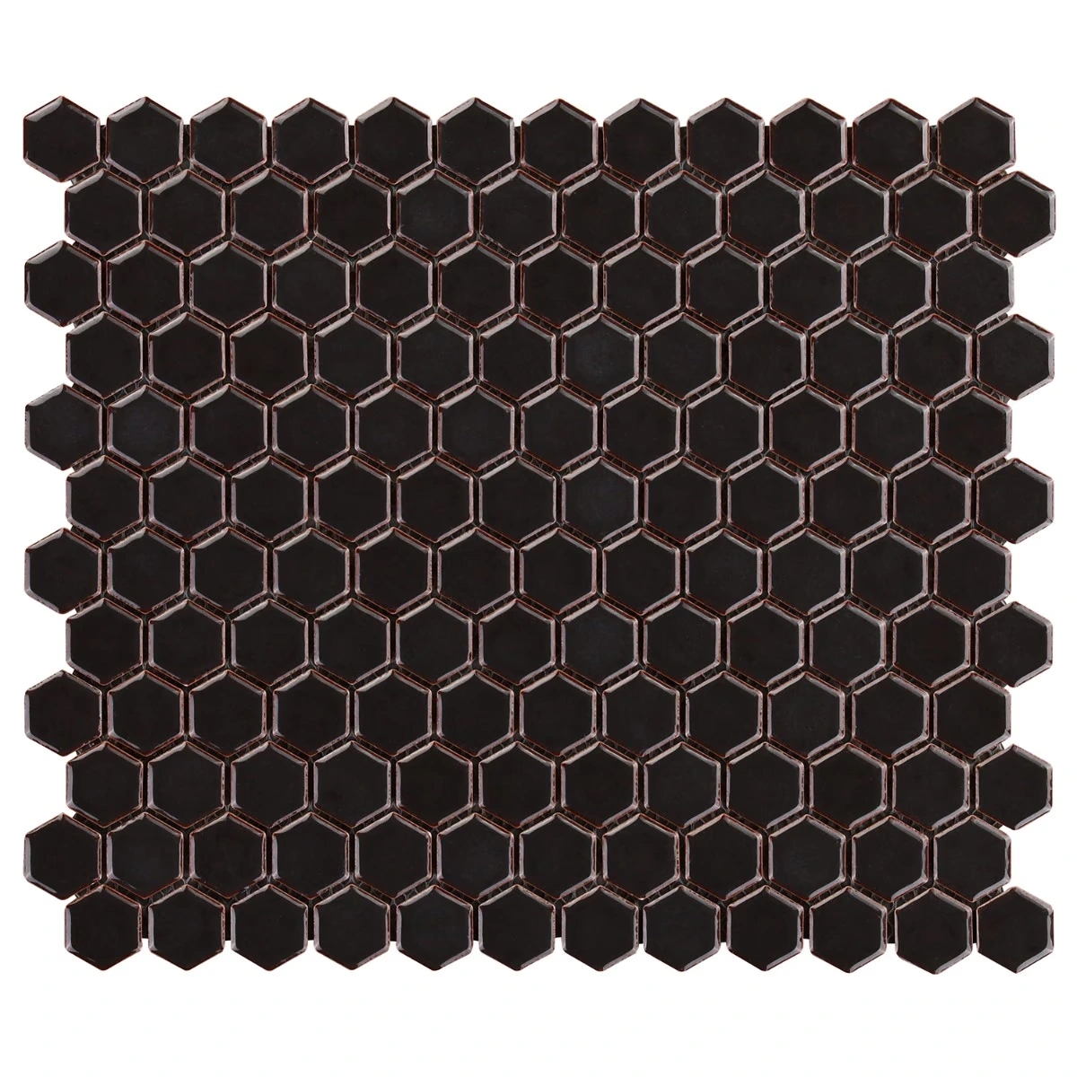 Simple 2.0 Rimmed Charcoal 1" Hexagon Polished Porcelain Mosaic