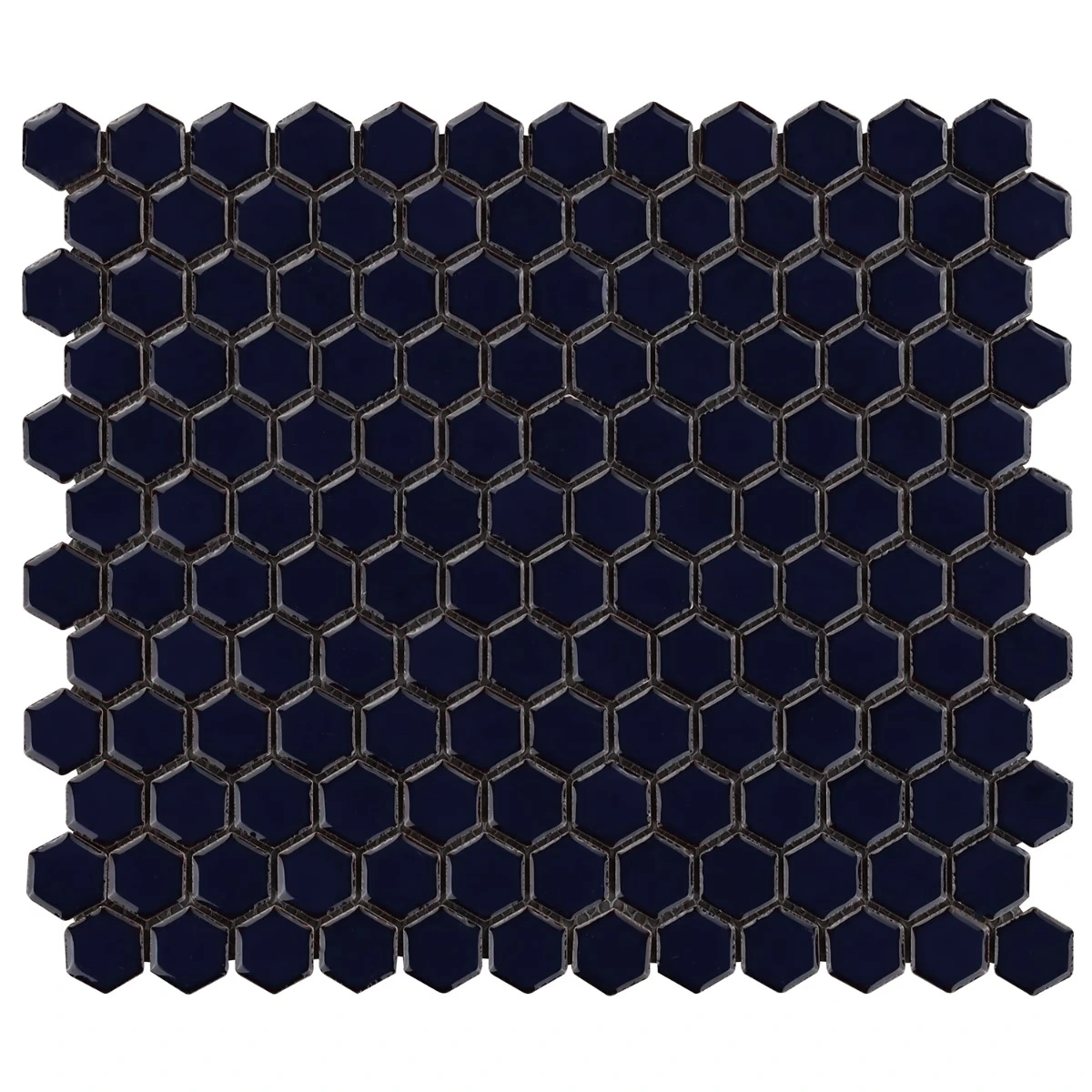 Simple 2.0 Rimmed Cobalt 1" Hexagon Polished Porcelain Mosaic