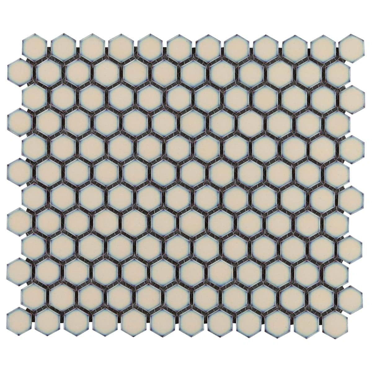 Simple 2.0 Rimmed Custard 1" Hexagon Polished Porcelain Mosaic