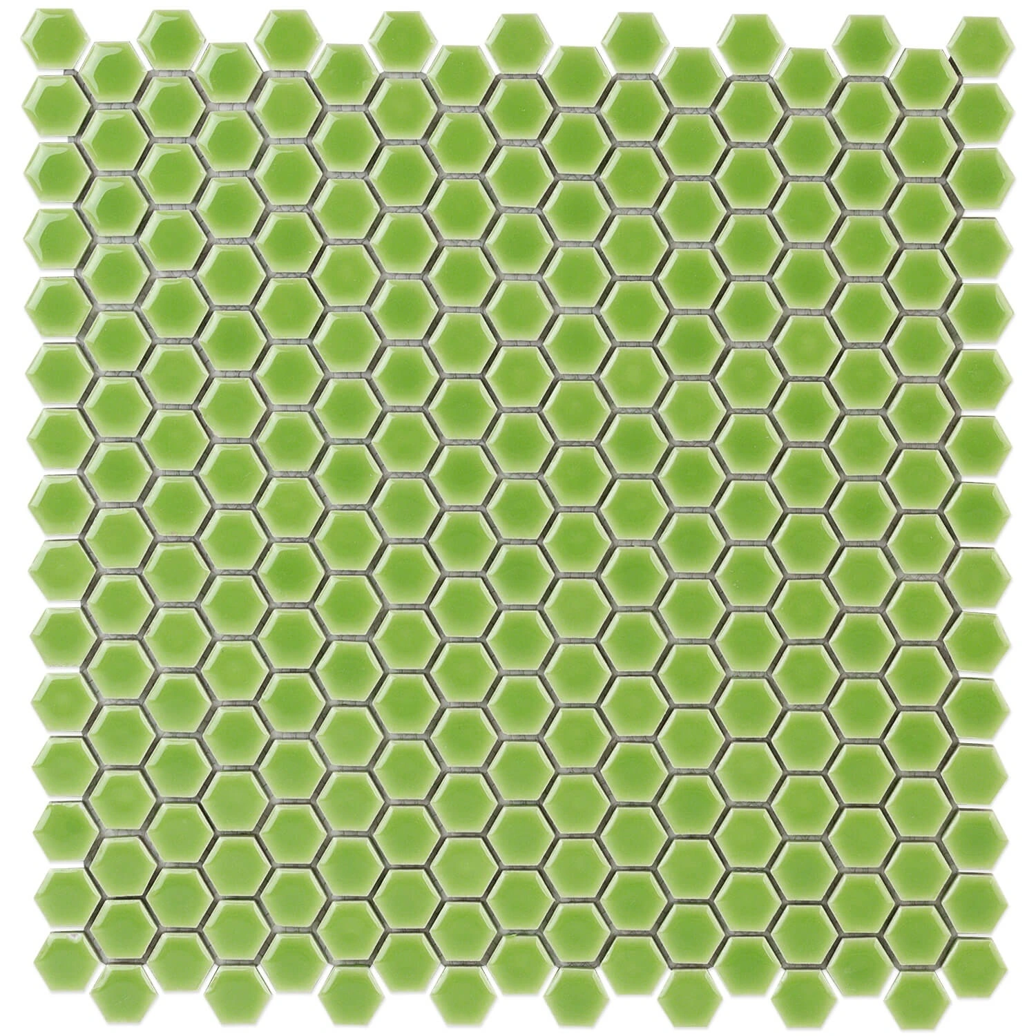 Simple 2.0 Rimmed Key Lime 1" Hexagon Polished Porcelain Mosaic