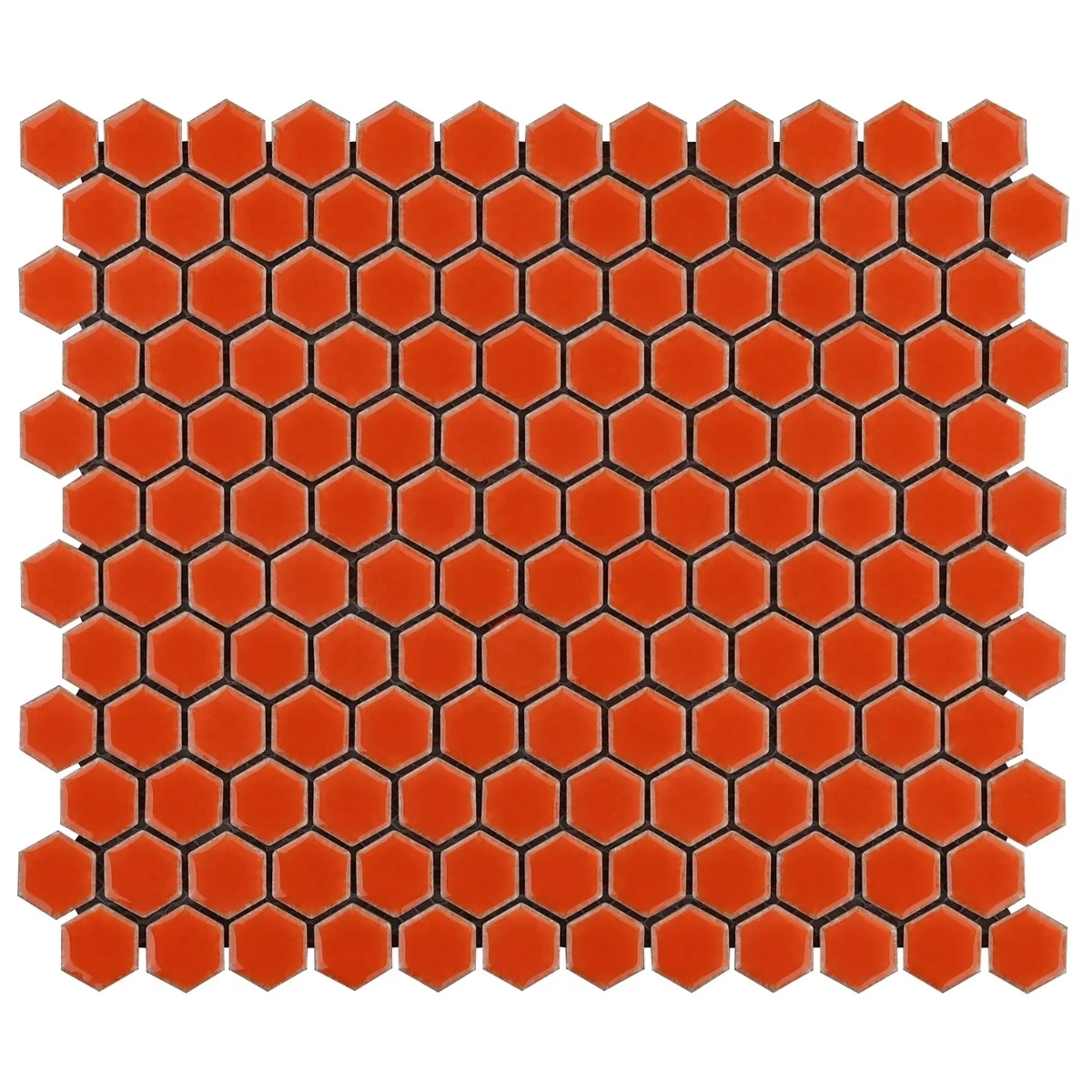 Simple 2.0 Rimmed Tangerine 1" Hexagon Polished Porcelain Mosaic