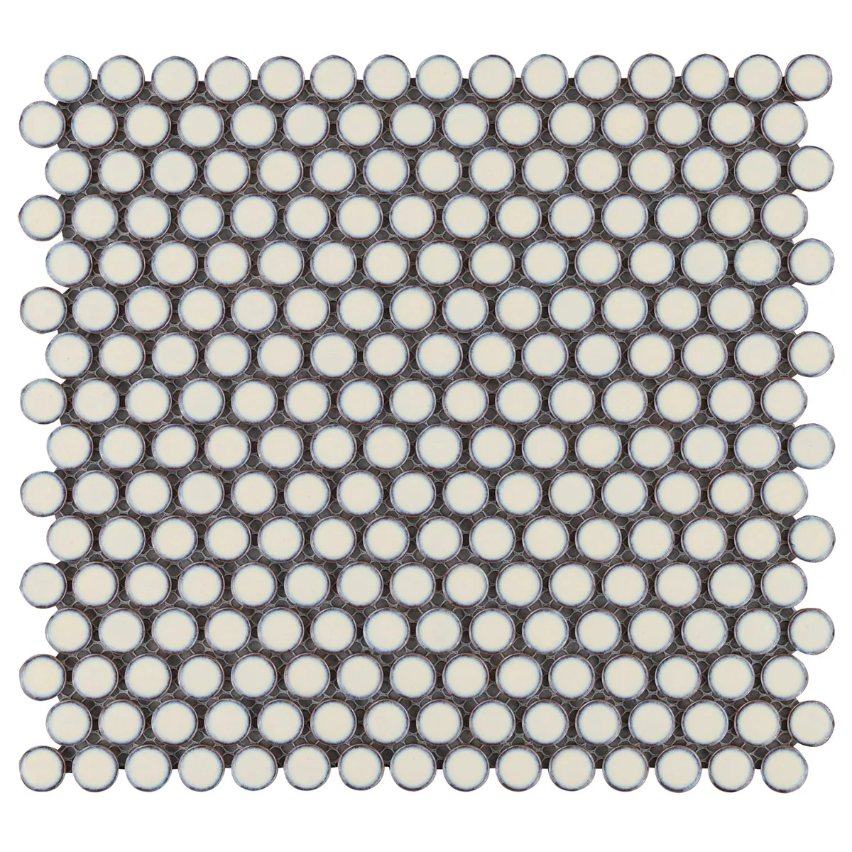 Simple 2.0 Rimmed Custard Penny Rounds Polished Porcelain Mosaic
