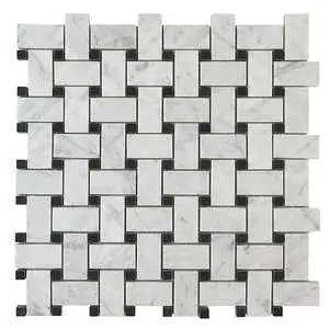 Bianco Carrara Basketweave w/Black Mosaic