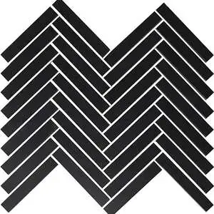 Chroma Star Black 5/8"x4" Herringbone Mosaic