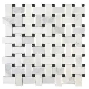 Eastern White Basketweave w/Black Mosaic