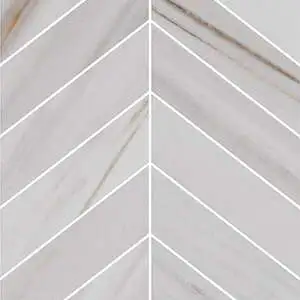 Luxury Majestic White Lasa Matte 2"x6" Chevron Mosaic
