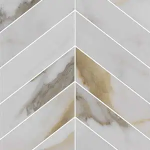 Luxury Imperial Gold Calacatta Matte 2"x6" Chevron Mosaic