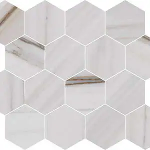 Luxury Majestic White Lasa Matte 3"x3" Hexagon Mosaic