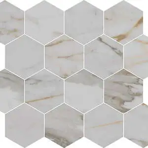 Luxury Imperial Gold Calacatta 3"x3" Hexagon Mosaic