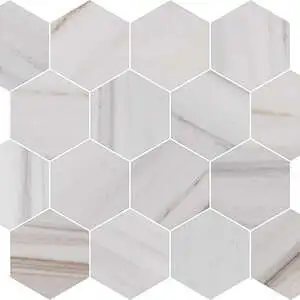 Luxury Majestic White Lasa 3"x3" Hexagon Mosaic