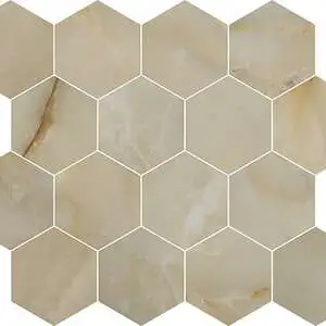 Luxury Opulent Beige Onyx 3"x3" Hexagon Mosaic