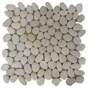 Natural Stone Pebbles Round / White