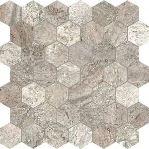 Silver Ash (Travertine) 2" Hexagon
