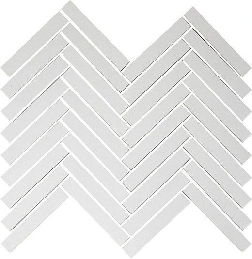Chroma Star White 5/8"x4" Herringbone Mosaic
